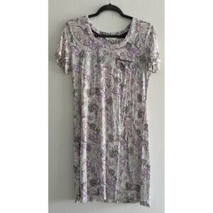 Soma Purple Paisley Floral Sleep T-Shirt Comfy Nightgown Small